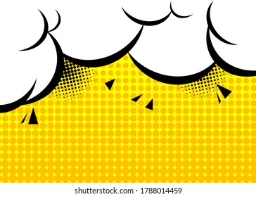 Cartoon design colored background. Comic book backdrop illustration with cloud. Pop art vector comics wallpaper.