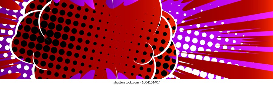 Cartoon design colored background with colored speech bubble. Comic book illustration. Vector comics backdrop.