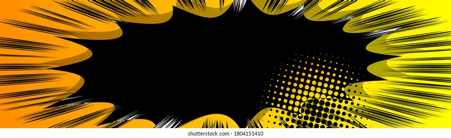 Cartoon design colored background with colored speech bubble. Comic book illustration. Vector comics backdrop.
