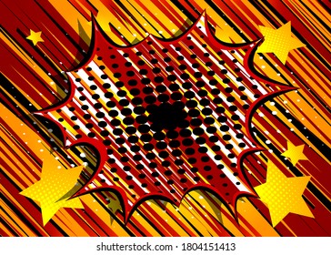 Cartoon design colored background with colored speech bubble. Comic book illustration. Vector comics backdrop.