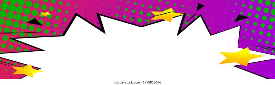 Cartoon design colored banner. Comic book background illustration. Vector comics backdrop.