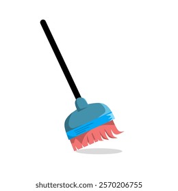 Cartoon design of a colored broom