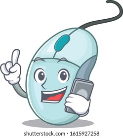 Cartoon design of computer mouse speaking on a phone