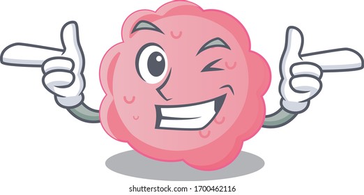 Cartoon design concept of anaplasma phagocytophilum with funny wink eye