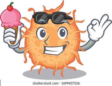 Cartoon design concept of bacteria endospore having an ice cream
