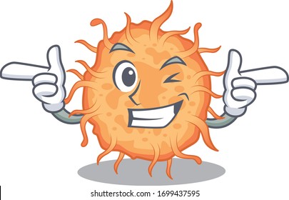 Cartoon design concept of bacteria endospore with funny wink eye