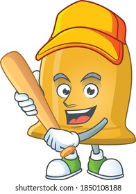 diseño de dibujos animados concepto de campana jugando béisbol con palo. Ilustración del vector