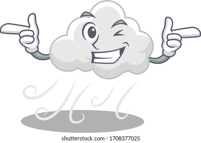 Cartoon design concept of cloudy windy with funny wink eye