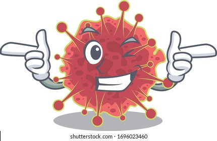 Cartoon design concept of coronaviridae with funny wink eye