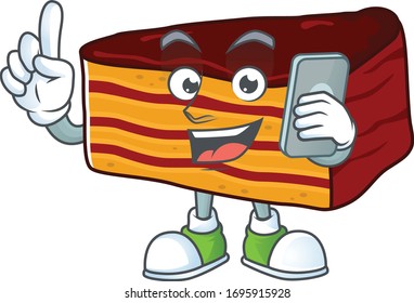 Concepto de diseño de dibujos animados dobos torte hablando por teléfono