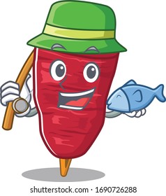 Cartoon design concept of doner kebab while fishing