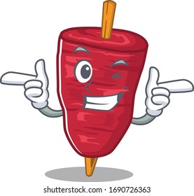 Cartoon design concept of doner kebab with funny wink eye