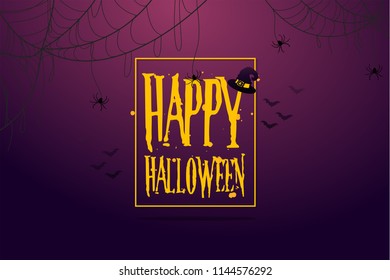 Cartoon Design in the concept of Halloween Day Celebration with a scary spiderweb