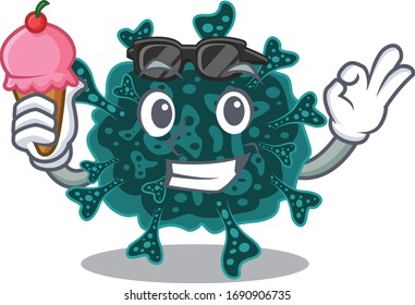 Cartoon design concept of herdecovirus having an ice cream