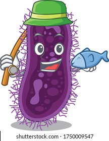 Cartoon design concept of lactobacillus rhamnosus bacteria while fishing