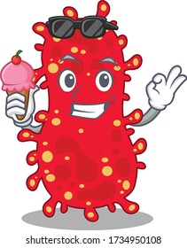 Cartoon design concept of moraxella having an ice cream