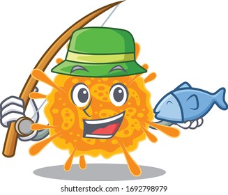 Cartoon design concept of nobecovirus while fishing
