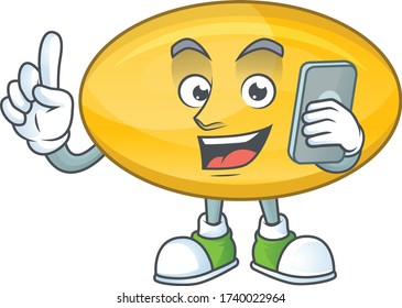 Cartoon design concept of oil capsule talking on phone