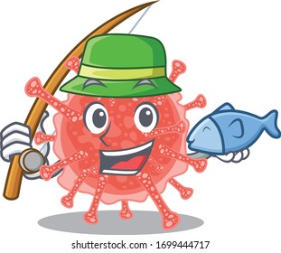 Concepto de diseño de caricaturas de oncovirus durante la pesca