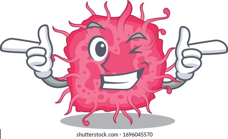 Cartoon design concept of pathogenic bacteria with funny wink eye