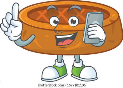 Cartoon design concept of peanut cookies talking on phone