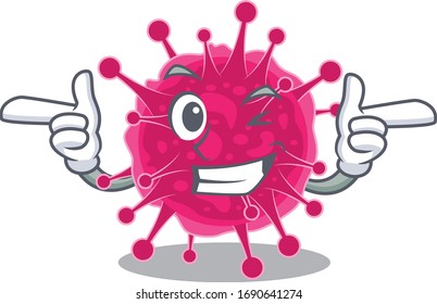 Cartoon design concept of picornaviridae with funny wink eye
