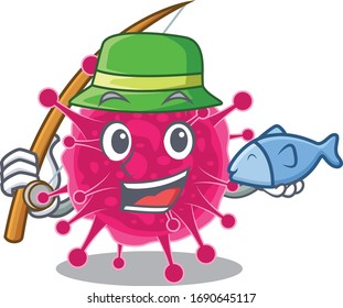 Cartoon design concept of picornaviridae while fishing