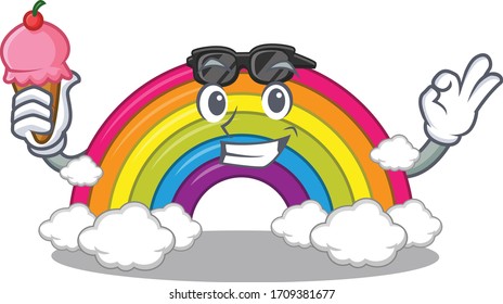 Cartoon design concept of rainbow having an ice cream