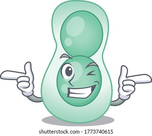 Cartoon design concept of serratia marcescens with funny wink eye