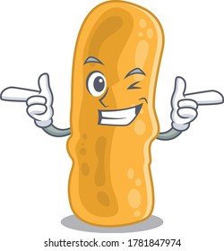 Cartoon design concept of shigella flexneri with funny wink eye