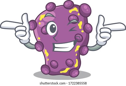 Cartoon design concept of shigella with funny wink eye