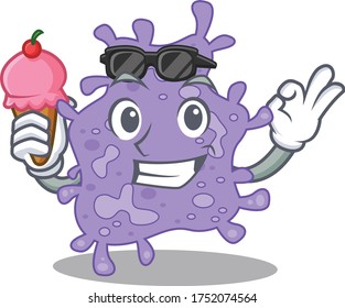 Cartoon design concept of staphylococcus aureus having an ice cream