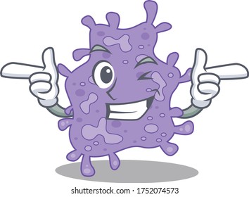 Concepto de diseño de dibujos animados de staphylococcus aureus con ojo de guiño divertido
