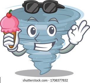 Cartoon design concept of tornado having an ice cream