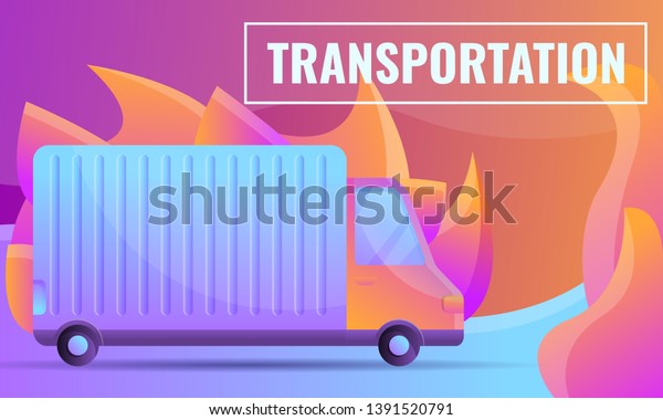 cartoon design concept of a transport\
company with a car, vector\
illustration