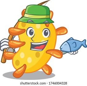 Cartoon design concept of vibrio while fishing