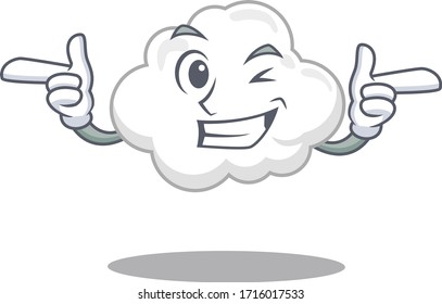 Cartoon design concept of white cloud with funny wink eye svg