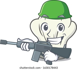 A cartoon design of cook hat Army with machine gun