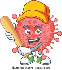Diseño de caricaturas del desastre del coronavirus con bastón de béisbol