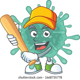 Cartoon design of coronaviruses having baseball stick