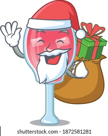 Cartoon Design Of Cosmopolitan Cocktail Santa Having Christmas Gift