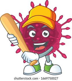 Cartoon design of COVID19 having baseball stick