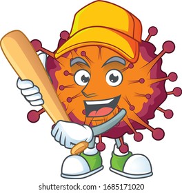 Cartoon design of COVID19 syndrome having baseball stick