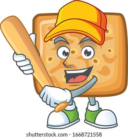 Cartoon design of crackers having baseball stick