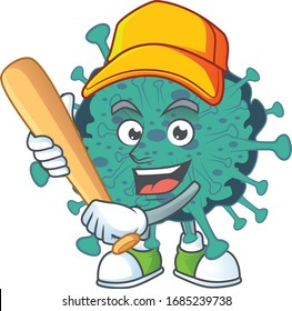 Cartoon design of critical coronavirus having baseball stick