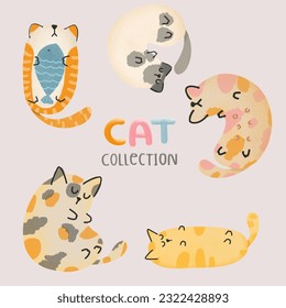 Cartoon design. Cute fat cat sleeping. Vector illustration.