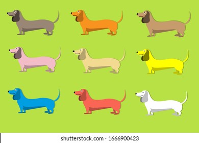 Cartoon design with Dachshund dog on green background