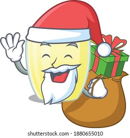 Cartoon design of daiquiri cocktail Santa having Christmas gift