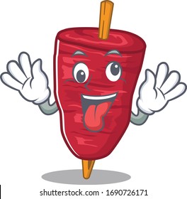 A cartoon design of doner kebab having a crazy face