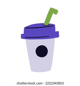 Cartoon design drink element. Hand drawn coffee cup